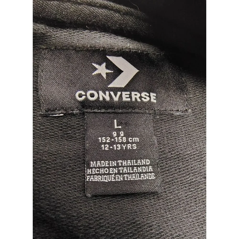 Converse Wordmark Black Crew Sweat Shirt Size L 12-13yrs Girl's‎ Crop